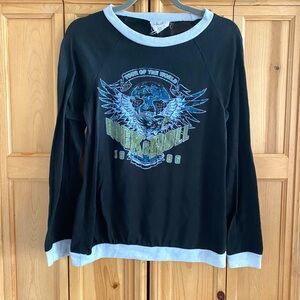 Fantastic Fawn Black Retro Rock & Roll Tour of the World 1986 Long Sleeve Top S